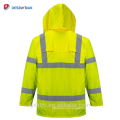 China al por mayor diseño personalizado con capucha Hola Vis ANSI chaqueta de lluvia impermeable alta visibilidad reflectante seguridad trabajadores Hood impermeable